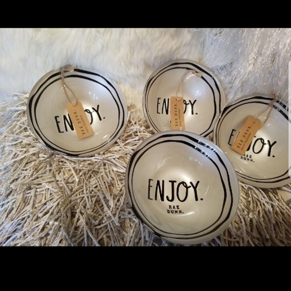 Four Rae Dunn "Enjoy" Bowls
